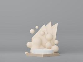 podio para colocación de productos con diseño retro moderno y contemporáneo. Representación 3D de una escena mínima para maquetas y mostrar la marca. plataforma de pedestal para publicidad cosmética. varios de arco simple. foto