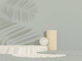 3d abstract background white podium for product presentation and brand advertising with shadow of windows and roof. Empty scene for mock up. photo