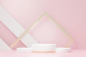 3d render abstract display podium platform for  product presentation and advertising. Minimal scene backdrop with clean design. Vacant pedestal for mock up. Empty stage with pastel color for cosmetic. photo