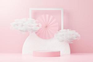 3d render abstract display podium platform for  product presentation and advertising. Minimal scene backdrop with clean design. Vacant pedestal for mock up. Empty stage with pastel color for cosmetic. photo