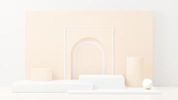 3d render abstract display podium platform for  product presentation and advertising. Minimal scene backdrop with clean design. Vacant pedestal for mock up. Empty stage with pastel color for cosmetic. photo