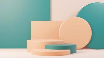 3d render abstract display podium platform for  product presentation and advertising. Minimal scene backdrop with clean design. Vacant pedestal for mock up. Empty stage with pastel color for cosmetic. photo