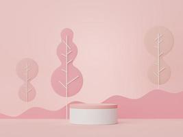 3d render of minimal display podium design for mock up and product presentation. Pedestal stage with pastel color scene. Trendy design for mock up and web banner. photo
