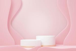 3d render abstract display podium platform for  product presentation and advertising. Minimal scene backdrop with clean design. Vacant pedestal for mock up. Empty stage with pastel color for cosmetic. photo