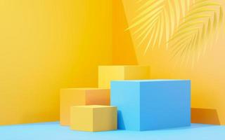 3d render abstract display podium platform for  product presentation and advertising. Minimal scene backdrop with clean design. Vacant pedestal for mock up. Empty stage with pastel color for cosmetic. photo