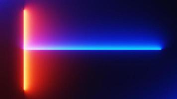 3d render of flash neon and light glowing on dark scene. Speed light moving lines. photo