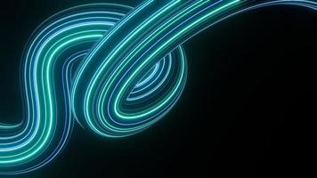 3d render of flash neon and light glowing on dark scene. Speed light moving lines. photo