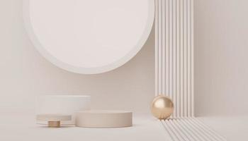Abstract display podium with minimal geometric shapes design. 3d  rendering scene for mock up and product presentation. Pedestal platform for cosmetic advertise. photo