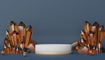 Abstract display podium with minimal geometric shapes design. 3d  rendering scene for mock up and product presentation. Pedestal platform for cosmetic advertise. photo