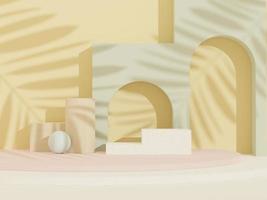 3d abstract background Terrazzo podium for product presentation and brand advertising with shadow of leave. Empty scene for mock up. photo