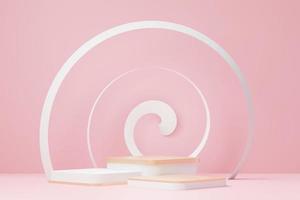 3d render abstract display podium platform for  product presentation and advertising. Minimal scene backdrop with clean design. Vacant pedestal for mock up. Empty stage with pastel color for cosmetic. photo