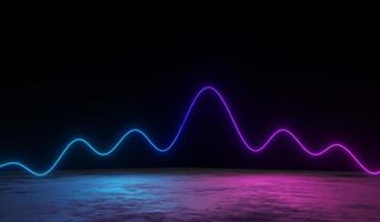 3d render of RGB neon light on darkness background. Abstract Laser lines show at night. Ultraviolet spectrum beam scene photo