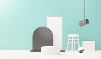 3d render abstract display podium platform for  product presentation and advertising. Minimal scene backdrop with clean design. Vacant pedestal for mock up. Empty stage with pastel color for cosmetic. photo
