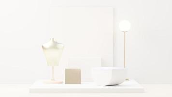 3d render abstract display podium platform for  product presentation and advertising. Minimal scene backdrop with clean design. Vacant pedestal for mock up. Empty stage with pastel color for cosmetic. photo