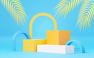 3d render abstract display podium platform for  product presentation and advertising. Minimal scene backdrop with clean design. Vacant pedestal for mock up. Empty stage with pastel color for cosmetic. photo