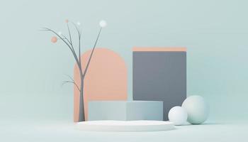 3d render abstract display podium platform for  product presentation and advertising. Minimal scene backdrop with clean design. Vacant pedestal for mock up. Empty stage with pastel color for cosmetic. photo