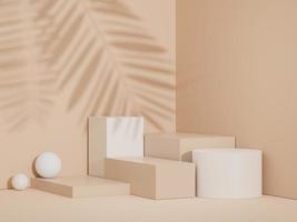 3d render of minimal display podium design for mock up and product presentation. Pedestal stage with pastel color scene. Trendy design for mock up and web banner. photo