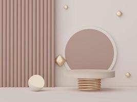 Abstract display podium with minimal geometric shapes design. 3d  rendering scene for mock up and product presentation. Pedestal platform for cosmetic advertise. photo