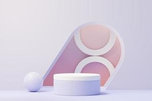 3d render of Beauty podium with Very Peri color of the year 2022 design for product presentation and advertising. Minimal pastel sky and Dreamy land scene. Romance concept. photo