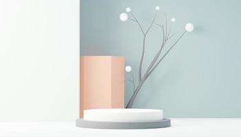 3d render abstract display podium platform for  product presentation and advertising. Minimal scene backdrop with clean design. Vacant pedestal for mock up. Empty stage with pastel color for cosmetic. photo