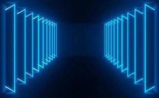 3d render of RGB neon light on darkness background. Abstract Laser lines show at night. Ultraviolet spectrum beam scene photo