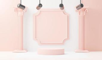 3d render abstract display podium platform for  product presentation and advertising. Minimal scene backdrop with clean design. Vacant pedestal for mock up. Empty stage with pastel color for cosmetic. photo