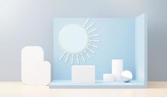 3d render abstract display podium platform for  product presentation and advertising. Minimal scene backdrop with clean design. Vacant pedestal for mock up. Empty stage with pastel color for cosmetic. photo