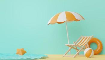 3d render of Abstract minimal  background for showing products or cosmetic presentation with summer beach scene. Summer time. photo