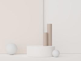 podio de exhibición abstracto con diseño de formas geométricas mínimas. Escena de renderizado 3D para maquetas y presentación de productos. plataforma de pedestal para publicidad cosmética. foto