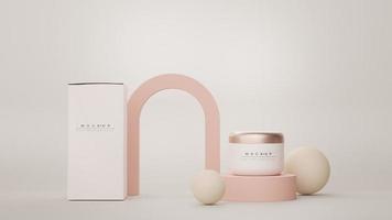 Presentación 3d de productos cosméticos para el cuidado de la piel en blanco o envases para maquetas. jabón de belleza y concepto de spa. loción aceite humedad para la salud de la piel. diseño premium y de lujo para la marca. foto