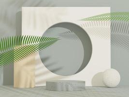 3d abstract background white podium for product presentation and brand advertising with shadow of windows and roof. Empty scene for mock up. photo