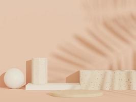 3d abstract white platform showcase for product and cosmetic presentation with terrazzo idea concept. Minimal Podium for mock up and advertising. Render geometric design scene for web banner. photo
