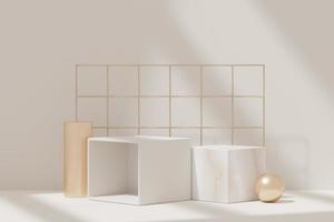 3d abstract background white podium for product presentation and brand advertising with shadow of windows and roof. Empty scene for mock up. photo