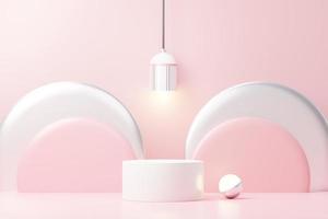 3d render abstract display podium platform for  product presentation and advertising. Minimal scene backdrop with clean design. Vacant pedestal for mock up. Empty stage with pastel color for cosmetic. photo