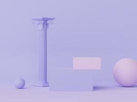 3d render of Abstract minimal  display podium with Greek Ancient baroque pillar background. Pedestal design for mock up and product presentation. Clean pastel color scene. photo