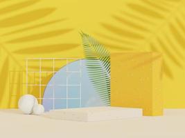 3d abstract background Terrazzo podium for product presentation and brand advertising with shadow of leave. Empty scene for mock up. photo