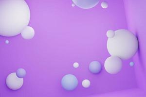 3d render of pastel ball, soaps bubbles, blobs that floating on the air isolated on pastel background. Abstract scene. photo