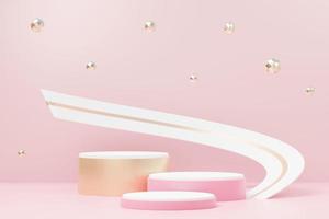 3d render abstract display podium platform for  product presentation and advertising. Minimal scene backdrop with clean design. Vacant pedestal for mock up. Empty stage with pastel color for cosmetic. photo