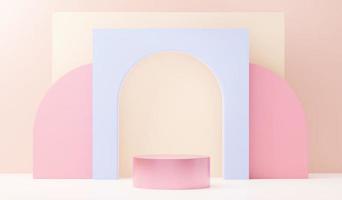 3d render abstract display podium platform for  product presentation and advertising. Minimal scene backdrop with clean design. Vacant pedestal for mock up. Empty stage with pastel color for cosmetic. photo