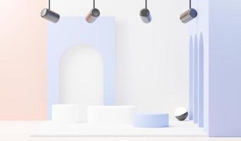 3d render abstract display podium platform for  product presentation and advertising. Minimal scene backdrop with clean design. Vacant pedestal for mock up. Empty stage with pastel color for cosmetic. photo