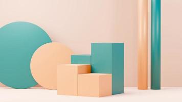 3d render abstract display podium platform for  product presentation and advertising. Minimal scene backdrop with clean design. Vacant pedestal for mock up. Empty stage with pastel color for cosmetic. photo