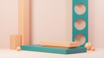 3d render abstract display podium platform for  product presentation and advertising. Minimal scene backdrop with clean design. Vacant pedestal for mock up. Empty stage with pastel color for cosmetic. photo