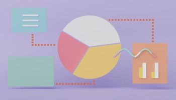 3d render SEO pie graph data an analytics. User interface for web banner and mock up. Business graph chart for future planning. Investment management and financial innovations. photo