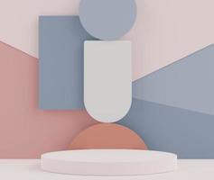 3d render abstract earth tone podium with clean background. Modern fashion display stand with simple geometric shapes. Empty vacant pedestal for showing cosmetics, products and presentation. photo