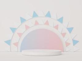 Abstract display podium with minimal geometric shapes design. 3d  rendering scene for mock up and product presentation. Pedestal platform for cosmetic advertise. photo
