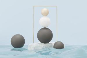 3d render of pastel ball, soaps bubbles, blobs that floating on the air isolated on pastel background. Abstract scene. photo