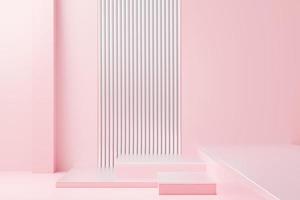 3d render abstract display podium platform for  product presentation and advertising. Minimal scene backdrop with clean design. Vacant pedestal for mock up. Empty stage with pastel color for cosmetic. photo