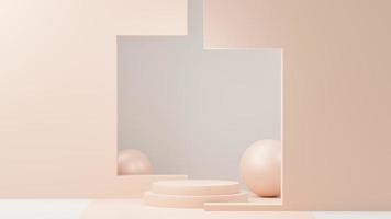 3d render abstract display podium platform for  product presentation and advertising. Minimal scene backdrop with clean design. Vacant pedestal for mock up. Empty stage with pastel color for cosmetic. photo