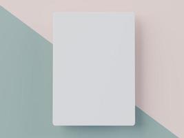 3d render top view of white blank banner or frame for mock up and display products with pastel background. photo