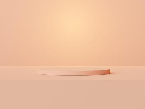 3d render of Abstract minimal  display podium for showing products, cosmetic presentation and mock up. Showcase scene with pastel earth tone background. Illuminated simple geometric shapes. photo
